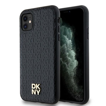 Attēls no DKNY DKNY Leather Monogram Pattern Metal Logo MagSafe Case for iPhone 11 / Xr - Black