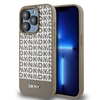 Picture of DKNY DKNY Leather Printed Pattern Metal Logo MagSafe Case for iPhone 15 Pro - Brown
