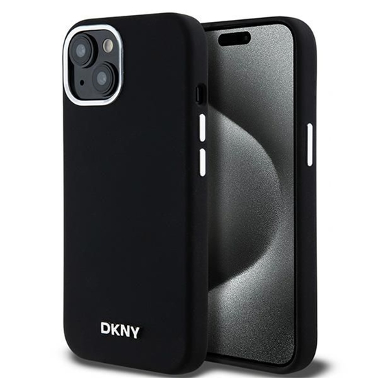 Picture of DKNY DKNY Liquid Silicone Small Metal Logo MagSafe Case for iPhone 14/15/13 - Black