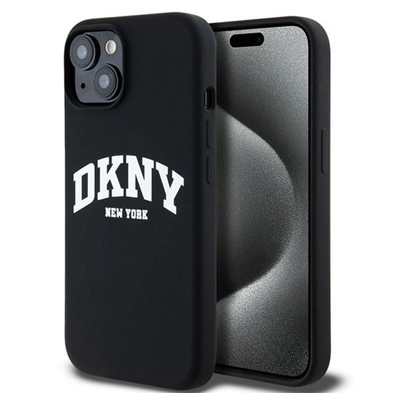Picture of DKNY DKNY Liquid Silicone White Printed Logo MagSafe Case for iPhone 14 / 15 / 13 - Black