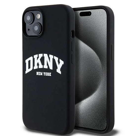 Picture of DKNY DKNY Liquid Silicone White Printed Logo MagSafe Case for iPhone 15 / 14 / 13 - Black