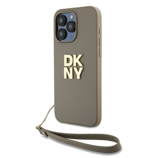 Picture of DKNY DKNY Wrist Strap Stock Logo case for iPhone 15 Pro Max - beige