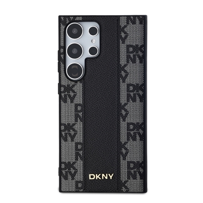 Attēls no DKNY Leather Checkered Mono Pattern MagSafe Case for Samsung Galaxy S24 Ultra (Black)