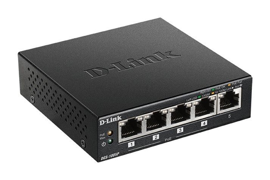 Picture of D-link Switch DGS-1005P Unmanaged, Desktop, 1 Gbps (RJ-45) ports quantity 5, PoE ports quantity 4, Power supply type External