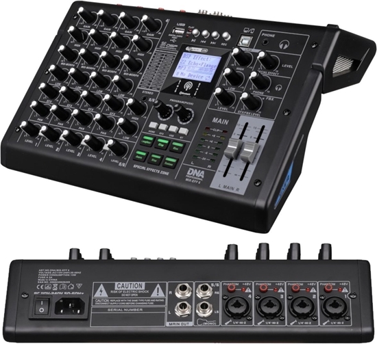 Изображение DNA MIX-EFF 6 analogowy mikser dwiku 6 kanaów USB MP3 Bluetooth Phantom +48V DSP EQ