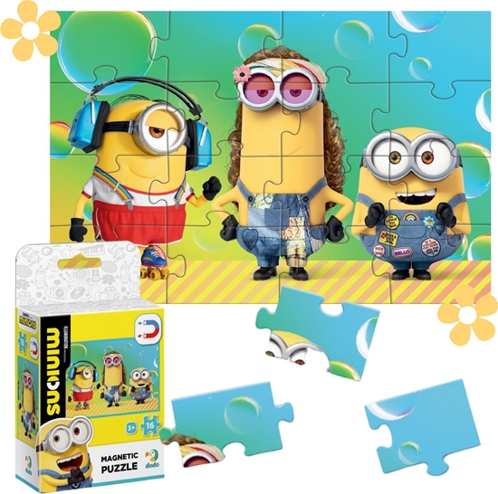 Picture of Dodo PUZZLE MAGNETYCZNE "MINIONKI" 16 KOLOROWYCH ELEMENTÓW DO UOENIA