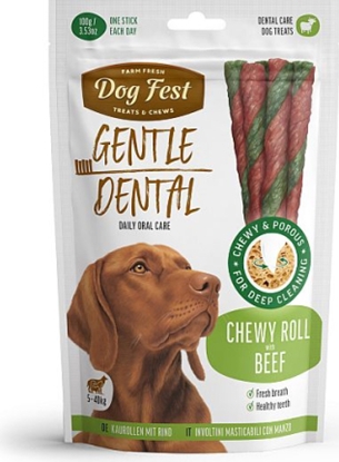 Picture of Dogfest Dog Fest Dental Chewy roll with beef for adult dogs, 100g - papildbarības suņiem, košļājamā rulete ar liellopu gaļu pieaugušiem suņiem, 100g