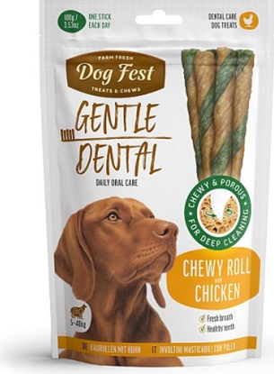 Attēls no Dogfest Dog Fest Dental Chewy roll with chicken for adult dogs, 100g - košļājamā rulete ar vistas gaļu visu šķirņu pieaugušiem suņiem.