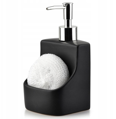 Attēls no Dozownik pynu do naczy z pojemnikiem na gbk i z gbk ceramiczny czarny 400 ml