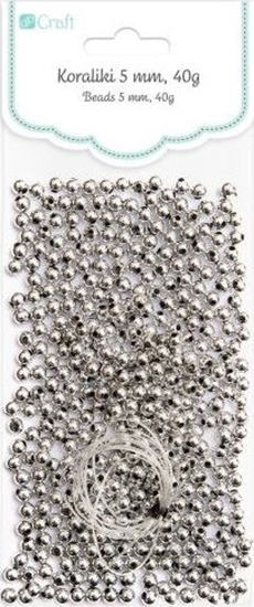 Изображение DP Craft Koraliki DPCRAFT 5mm 40g srebrne Dalprint