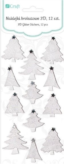 Picture of DP Craft Naklejki brokatowe 3D - choinki, 12 szt. white (DPNB-006)