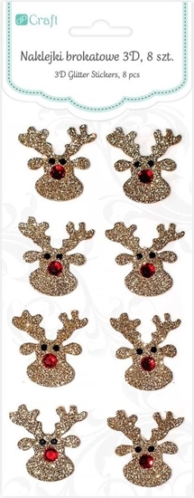 Picture of DP Craft Naklejki brokatowe 3D - renifery, 8 szt. (DPNB-008)