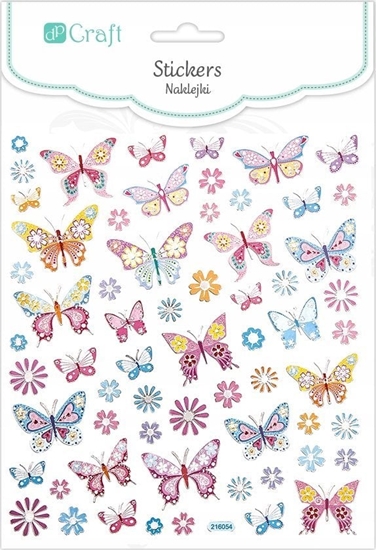 Изображение DP Craft Naklejki pastelowe motyle i kwiaty 63szt