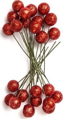 Attēls no DP Craft Owoce ostrokrzewu 1,2 cm czerwone brokat, 24 szt. DPZA-010.