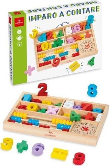 Picture of Drewniany zestaw matematyczny z zegarem liczydem