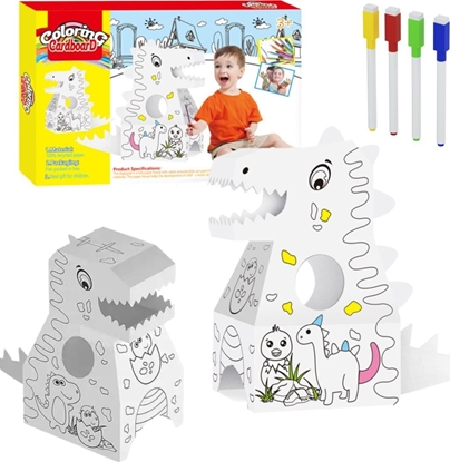 Picture of DUY ZESTAW ARTYSTYCZNY DINOZAUR DO KOLOROWANIA SKADANIA MALOWANIA TEKTURA