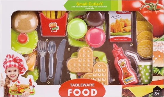 Picture of Duy Zestaw Imitacje Jedzenia Frytki Burger Gofry Napój Sztuce 32 Elementy