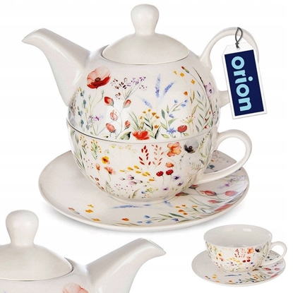 Attēls no Dzbanek z filiank do herbaty porcelanowy MAKI 3 el.