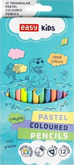 Picture of Easy Stationery Kredki trójktne pastelowe 12 kolorów EASY