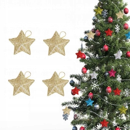 Picture of ECARLA Komplet zawieszek choinkowych Gwiazdki brokatowe 7 cm Zote BSN54 1 op. - 4 szt.