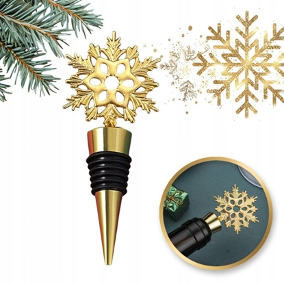 Picture of ECARLA Korek do wina witeczny Boe Narodzenie Zota nieynka AB05