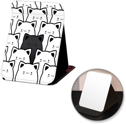 Picture of ECARLA Lusterko kosmetyczne stojce due otwierane z ekoskóry Kotki 15 x 20 cm L24