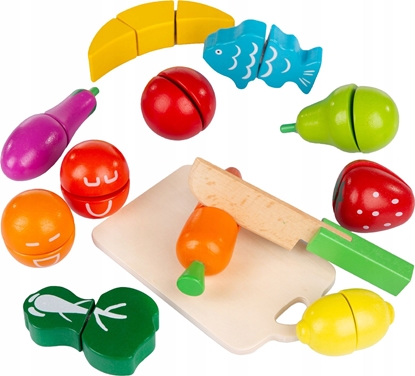 Изображение Ecotoys Drewniane owoce warzywa jedzenie do krojenia 13szt (1099)