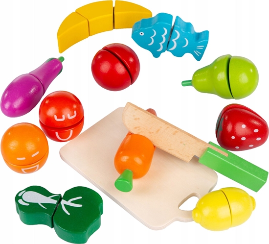 Изображение Ecotoys Drewniane owoce warzywa jedzenie do krojenia 13szt (1099)