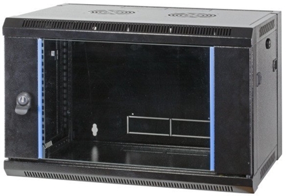 Attēls no EFB 19Zoll Wandgehaeuse SCHWARZ 21HE Flat Pack Tiefe 600mm nicht vormontiert RAL9005 IP20 Abschliessbar mit Glasfront