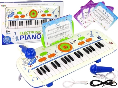 Attēls no Elektryczne Pianino Keyboard Dla Dzieci Niebieski Nuty USB MP3 LEAN Toys