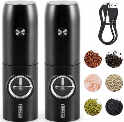 Picture of Elektryczny Mynek Do Pieprzu Soli Przypraw Akku adowanie USB Zestaw 2 Szt