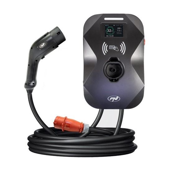 Picture of Elektroauto uzlādes stacija 11kW 16A 3 fāzes, Type 2, 7-pin IEC62, RFID, IP55, Bluetooth, APP