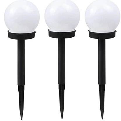 Picture of Elight Garden Solar Globe Light Set 3pcs 10cm Cold White LED with Dusk Sensor Waterproof Black