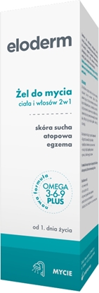 Изображение ELODERM_el do mycia ciaa i wosów 2w1 od 1. dnia ycia Omega 3-6-9 PLUS 200ml