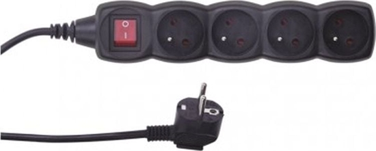 Изображение Emos Przeduacz z wycznikiem 4-gniazda z/u 5m /H05VV-F 3G1/ czarny PC1415