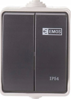 Изображение Emos Wycznik natynkowy Emos A1398.1 2P IP54 szaro-czarny