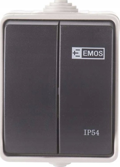 Изображение Emos Wycznik natynkowy Emos A1398.1 2P IP54 szaro-czarny