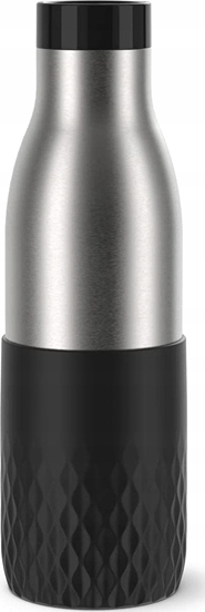 Picture of Emsa Emsa Bludrop sleeve insulated drinking bottle 0.7 liters, thermos bottle (black, stainless steel, silicone sleeve)