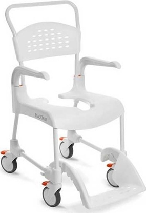 Picture of Etac Clean wózek toaletowo-prysznicowy zregulacj wysokoci siedziska (47,5 do 60cm)- 4 hamulce, kol. nieny biay