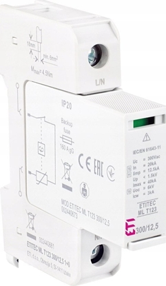 Attēls no Etipo Ogranicznik przepi ETI Polam ETITEC GSM Typ T1, T2 B C 002440607 T12 275/25 3+0 RC