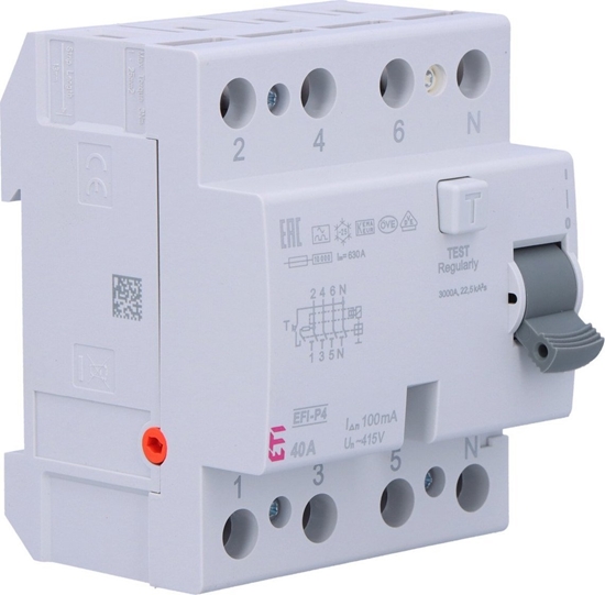 Изображение Eti-Polam Wycznik rónicowoprdowy 4P 40A 0,1A EFI-P4 A 40/0.1 002061522