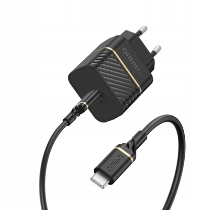 Изображение EU WALL CHARGER 20W 1X USB-C/20W USB-PD USB C-C CABLE 1M BLAC