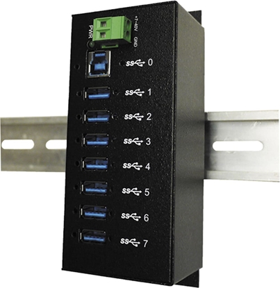 Attēls no Exsys EX-1187HMVS 7 Port USB 3.2 Gen1 Metall HUB Din-Rail