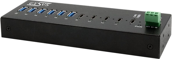 Picture of Exsys EX-12280HMS 10-Port USB 3.2 Gen 2 Metall HUB, mit 4x C-Anschlüsse und 6x A-Anschlüsse