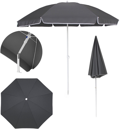 Attēls no Extralink BLACK FOREST PARASOL PLAZOWY SKLADANY 1.8M SZARY L-0707