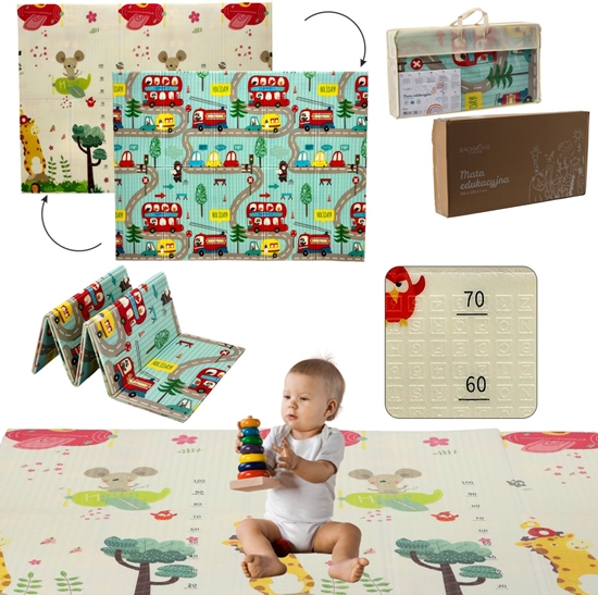 Picture of Extralink Double-Sided Educational Play Mat, 150x200x1 cm Foldable Cars-Airplanes + Bag