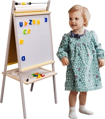 Picture of ExtraLink Tablica suchocieralna kredowa dwustronna z liczydem pók szaropopielaty 45 x 40 x 100 cm