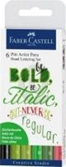 Изображение Faber-Castell Zestaw Pitt Artist Pen Handlettering 6szt. w etui odcienie zieleni