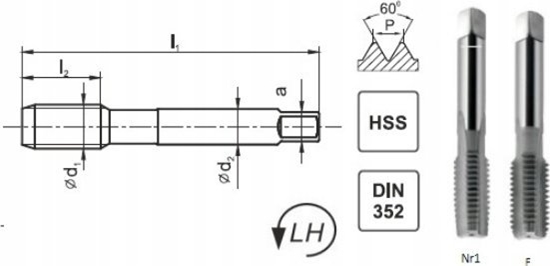 Изображение Fanar GWINTOWNIK M18x1,5 NGMM/2 DIN-2181 LH (6H) HSS