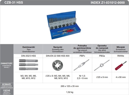 Picture of Fanar ZESTAW NARZEDZI DO GWINTOWANIA CZB-31 INOX - Z2-031012-0000